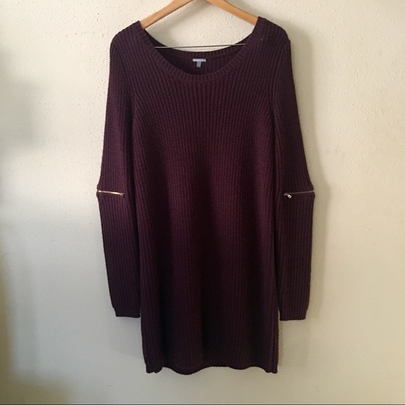 Maroon sweater dress with Zip elbow - Picture 4 of 8